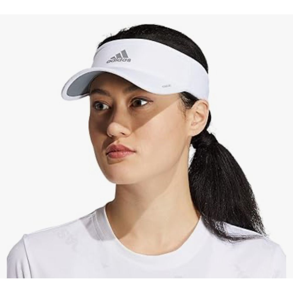 Adidas White Athletic Visor Tennis Golf Running Sports Hat Adjustable‎ Headwear
